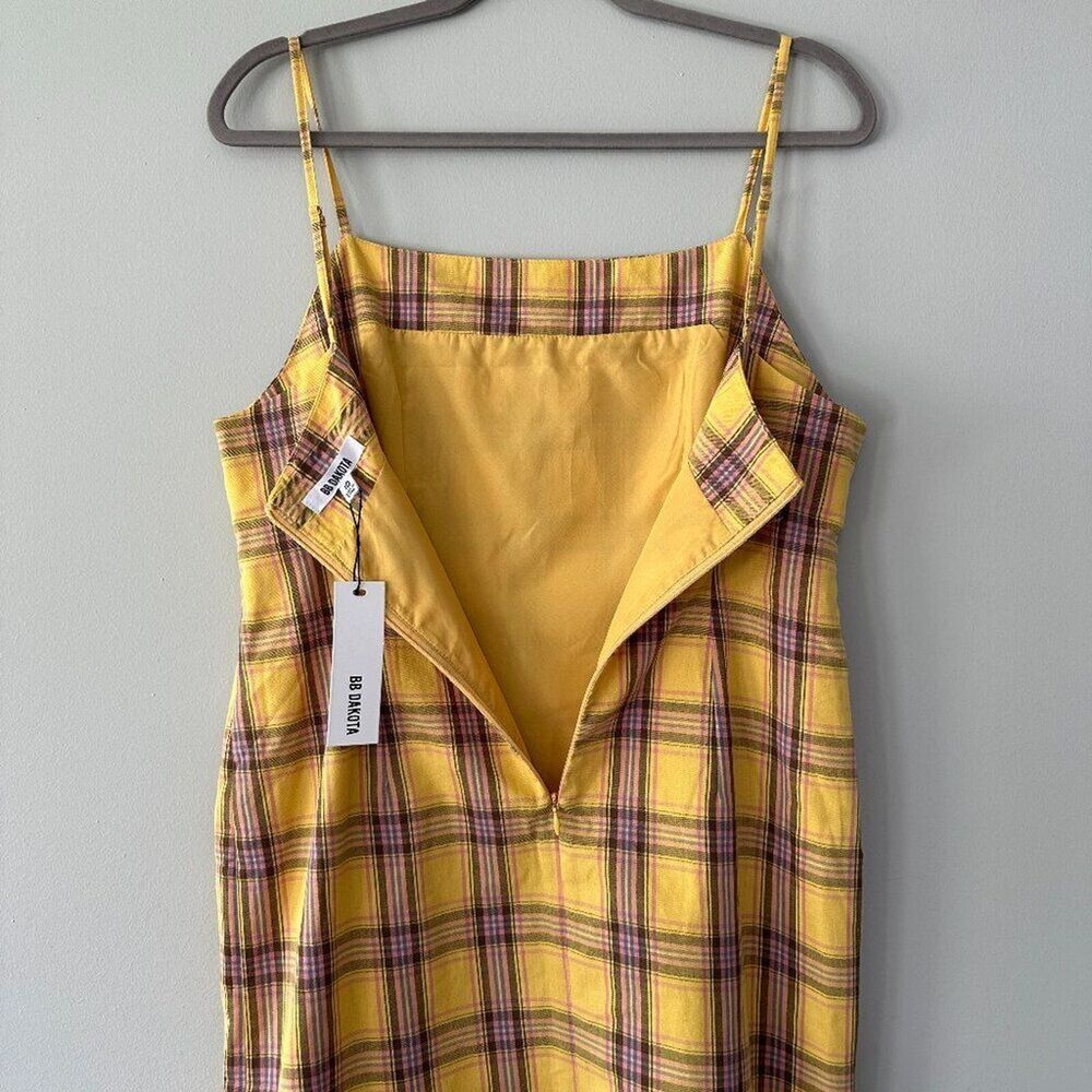 Revolve BB Dakota Slip Dress 10 Yellow Plaid Total Betty Y2K 90s Grunge Clueless - Picture 7 of 11